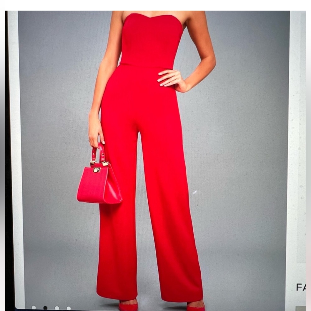 NWT lulus sexy red jumpsuit romper - strapless sz XS